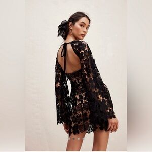 Free People Black Rumer Remi Mini Dress NWT Large‎